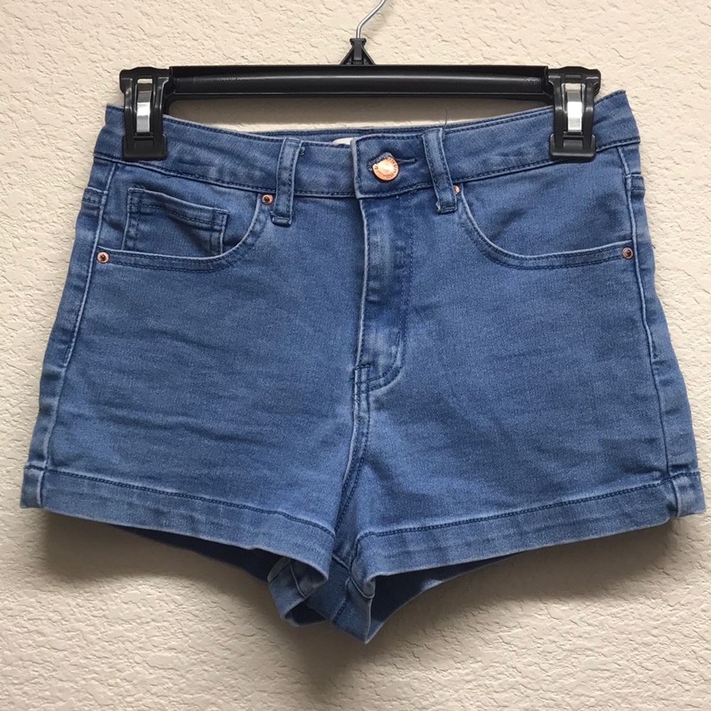 Medium wash denim shorts